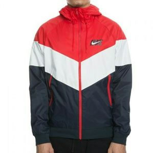 nike windbreaker red white and blue